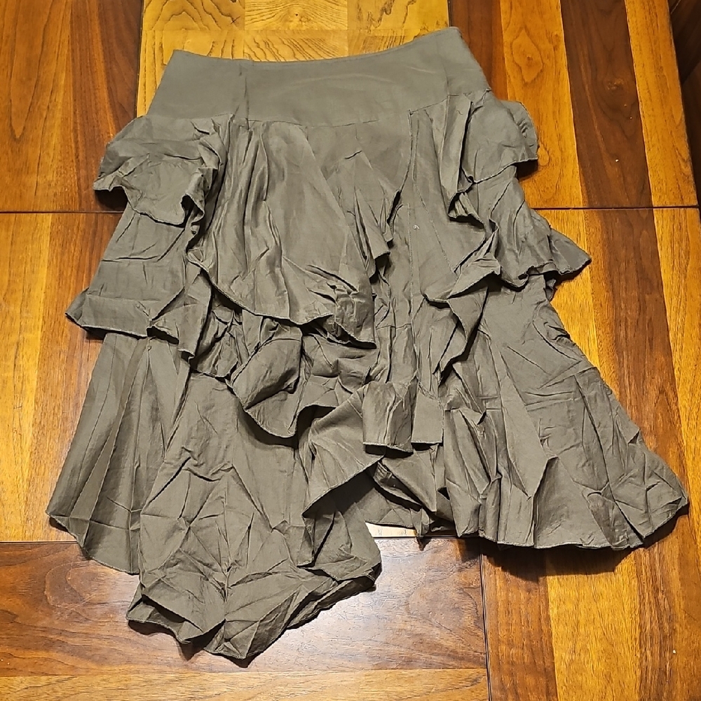 Mix Nouveau Elegant Olive Ruffle Skirt